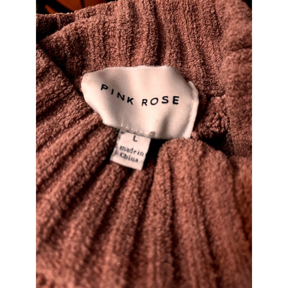 Pink Rose Womens Sweater L Mock Neck Long Sleeve Knit Pullover Mauve Casual - Picture 6 of 6